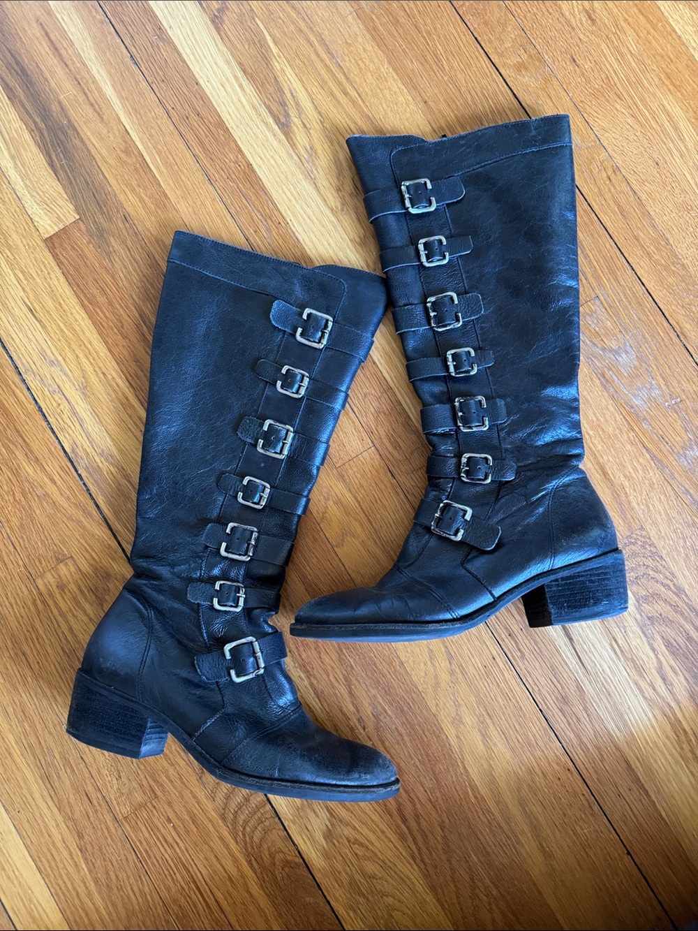 Women’s Matisse leather buckled strappy knee high boots 8